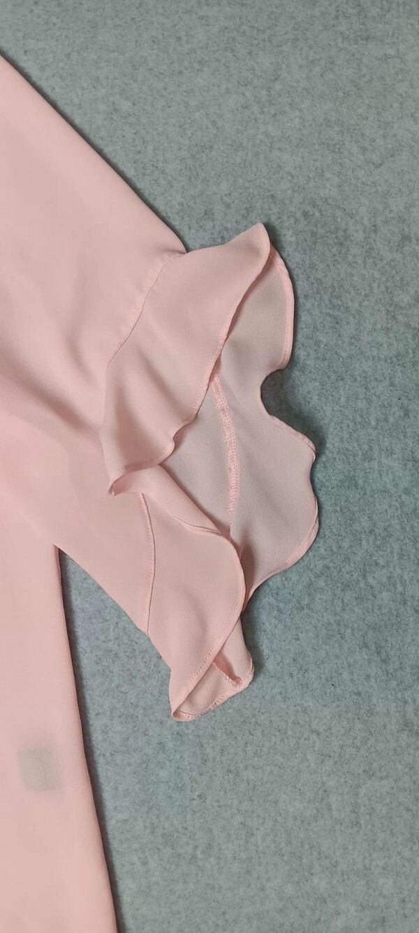 Investments Georgette Ruffled Sleeves Blouse Womens XL Blush Pink Semi Sheer - Picture 5 of 12